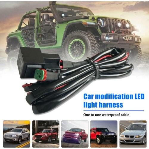 6.6ft Offroad Work Light LED Light Bar Wire Wiring Harness Switch Relay Kit for Connect 2 LED Work Driving Light Bar Accessories