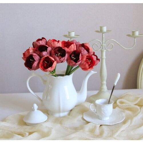 7 Heads Simulation Tulip Latex Stem Silk Flower for Wedding Bride Holding Flowers Bouquet Home Table Decoration Tulips Bunch