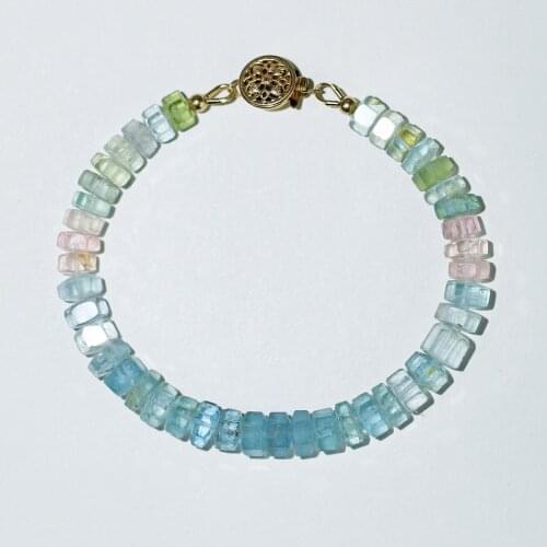 AAAA Morganite ROUNDEL FACETED 5.5-6.5MM bracelet 17CM wholesale for women xmas gift