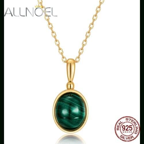 ALLNOEL 925 Sterling Silver Necklace For Wonmen Strawberry Crystal Malachite Necklace Real Gold Engagement Wedding Jewelry New