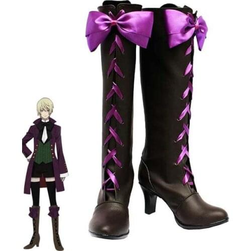 Alois Trancy Cosplay Boots Anime Black Butler 2 Kuroshitsuji Alois Trancy Uniform Outfits Wigs Cosplay Shoes For Adult Halloween