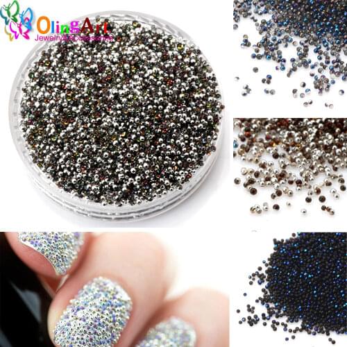 Free shipping 0.6-0.8MM 1set High quality two-tone shining Nail Art Caviar Nonporous Beads Glass Micro Ball DIY Decorations