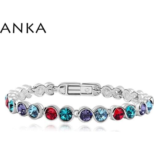 Bracelets Bangles Free Shipping Good Quality Rainbow rhodium Plated Bracelet Crystal Valentines Day Gift #94030