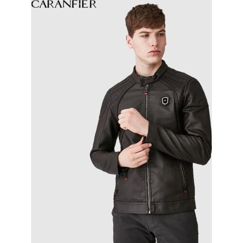 CARANFIER Faux Leather Jacket Men Fleece Keep Warm Winter Jacket Mens Leather Jacket And Coats Bicker Moto Leather Jacket 3XL