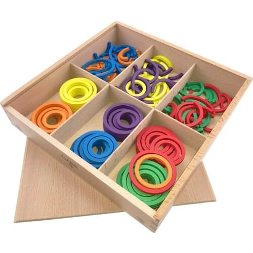 Baby Frobel Gabe9 Teaching Aids Toys Colorful Curve Circle Learning Wooden Toys for Children Early Educational Preschool Unisex