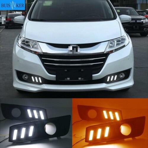 For Honda Odyssey 2015-2017 White Daytime light Yellow Turn Signal Light Blue Lamp Car LED DRL Daytime Running Light
