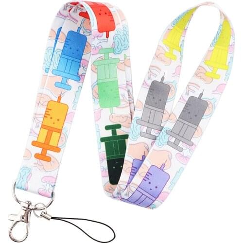 ER424 Medical Theme Colored Syringes Key Chain Lanyard Gifts For Doctor Nurse Phone USB Badge Holder Necklace