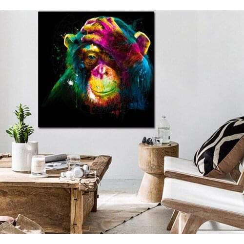 Thinking Monkey Canvas Painting Print Wall Pictures Artwork for Home Living Decor