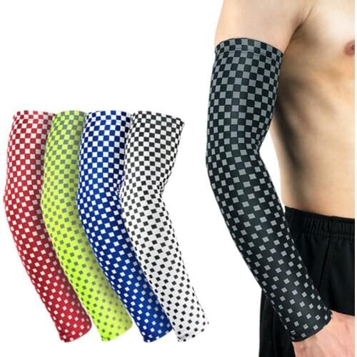 Compression Arm Sleeves Plaid Printed Lengthen Oversleeve Arm Warmer Sun UV Protection Football Basketball Cycling Sports Safety