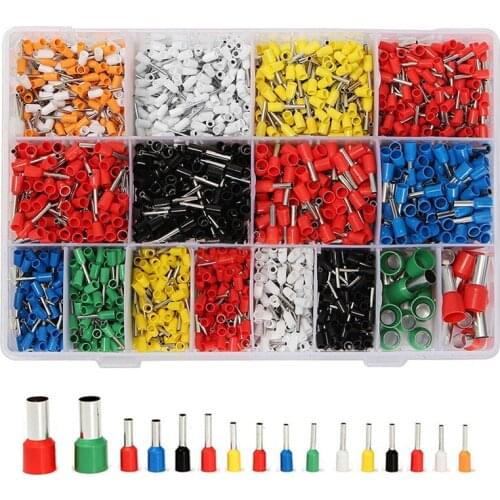 2120pcs 6 types of wire crimping connector tube type pin type VE tube type insulated terminal