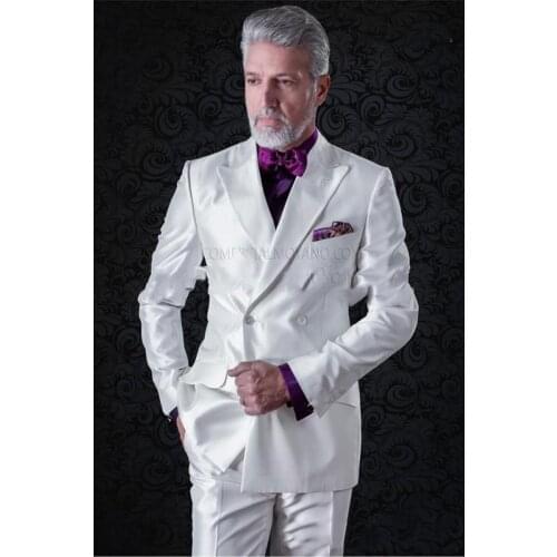 Handsome Groomsmen Double-Breasted Groom Tuxedos Wedding Dress Men Suits Blazer Prom Dinner (Jacket+Pants+Tie) K219