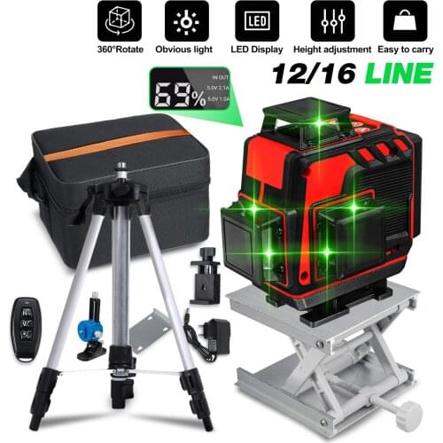 Laser levels 16/12/8 Lines 4D/3D Green Light Horizontal&Vertical Cross Measure Tools360 Self-Leveling Laser Levels With Tripod
