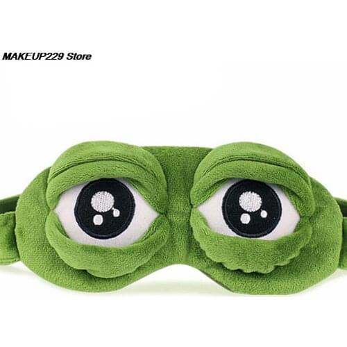 Soft Plush Sleeping Mask Funny 3D Sad Frog Eye Sleep Mask Padded Eyeshade Cover Travel Rest Eye Mask Gifts Kid Adult Eye Patch