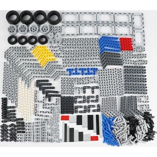 596pcs Bulk Building Block Brick MOC Technical Parts Set Axle Connector Pin Arm Beam Frame Tires DIY Boys Learning Toys
