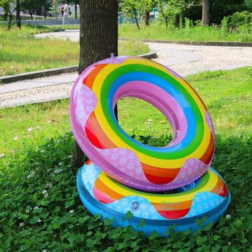 Inflatable Pool Flating Rainbow Swim Ring Pool Float inflatable Donut Swimming Circle women Float Pool Party Lifebuoy Water toys
