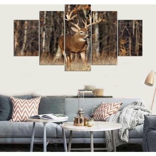 Canvas Wall Art Canvas Painting Landscape Wall Pictures For Living Room HD Print 5 Panel Modular Pictures Animal Deer