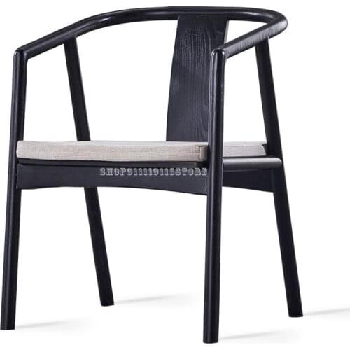 New Chinese Style Solid Wood Armchair Tea Room Zen Porch Modern Study Circle Chair Office Mahogany Back Dining Chair