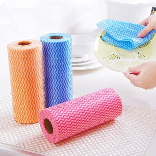 Disposable Cleaning Towels Kitchen Dish Cloths Dish Rags Non Woven Fabric Handy Wipes Household 50 Sheet/Roll TS2
