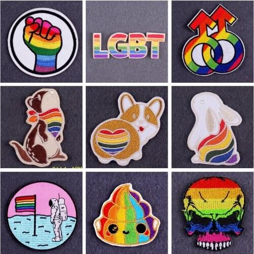 Embroidered Patch LGBT Patch Pride Gay Patches For Clothing Rainbow Badges Patch Iron on Patches On Clothes Stripes Accessories