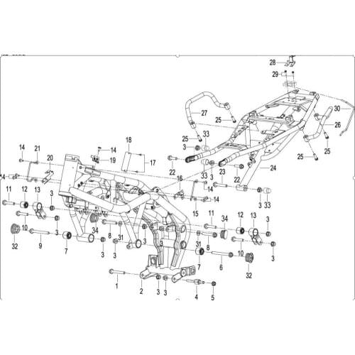 FRAME ASSY. rear hand bar rear frame assy page Of Benelli BJ500 Leoncino 500