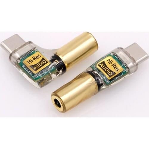 Type-C To 3.5mm 2.5mm/4.4mm Balanced Female Headphone Amplifier 90 Degree Adapter For Android PC C100 HiFi HiRes Cable Adapter