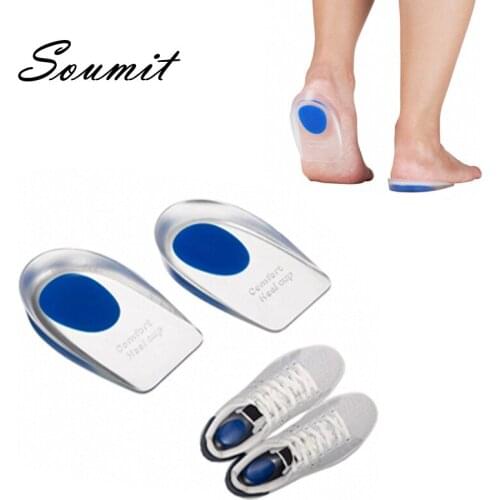 Soumit Mens Silicone Gel Heel Cup Cushion Insoles for Women Shoes Inserts Pad Plantar Fasciitis Heel Spurs Heel Pain Foot Care