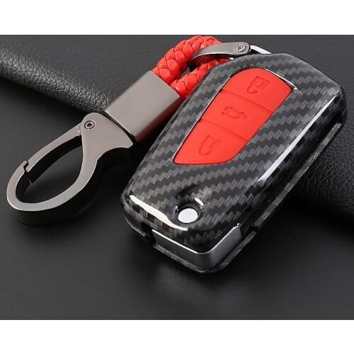 2019 Carbon fiber silicone Flip Folding Car Key Case Cover For Toyota Yaris Camry Corolla Prado REIZ Crown RAV4 Hilux Shell Bag