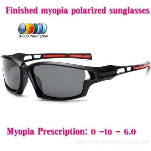 Diopter Finished Myopia Polarized Sunglasses Men Sports Nearsighted Glasses Fashion prescription square mens driving goggle NX