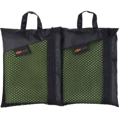 Sunland Home Microfiber Travel Sports Beach Towel Large With Carrying Bag Fast Drying For Camping Swimming 50cmx100cm 2 PCS