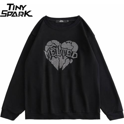 Hip Hop Streetwear Sweatshirt Pullover 2021 Men Heart Pullover Harajuku Cotton Loose Sweat Shirt Autumn Winter Hoodie Orange