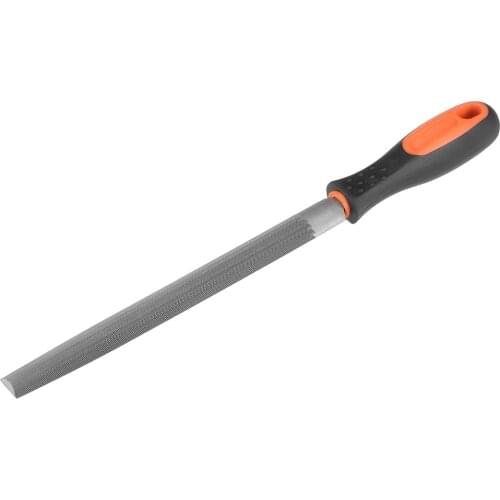 Uxcell Second Cut Grade High Carbon Hardened Steel Half Round File with Rubber Hand Grip Handle, 8-Inch