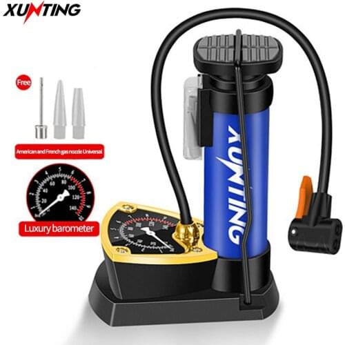 Xunting Bike Pump Mini Portable Bicycle Foot Pump with Pressure Gauge Bike Tire Air Pump Gas Ball Needle Bicycle Accessories