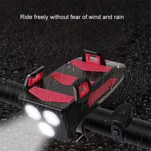 2000mAh Power Bank Bicycle Front Light Mobile Phone Holder Headlight Speaker Phone Support Bracket Alarm Bell Waterproof
