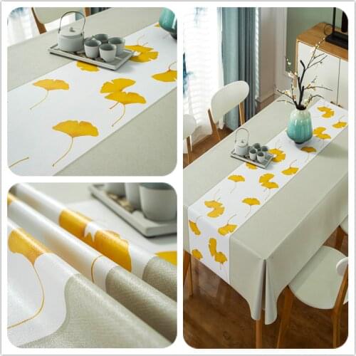 Ginkgo Leaf Print PVC Tablecloths Waterproof Table Protector Cover Kitchen Table Living Room - Dining Room Decor Restangle