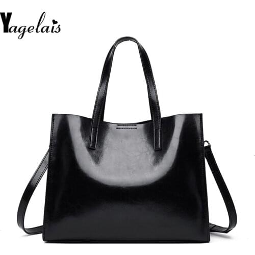 2019 New Top Layer Cowhide Laptop Bag Simple Handbag Famous Brand Lady Shoulder Bag Casual Big Bag Retro Lady Messenger Bag
