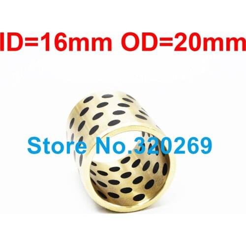 1PC JDB Oilless Impregnated Graphite Brass Copper Self Lubricant Embedded Bronze Bearing Bush ID 16Mm 16*20*15 16*20*20 16*20*30