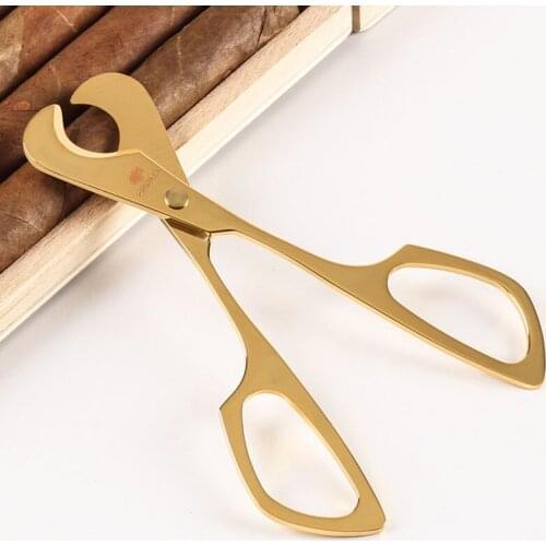 1PCS Gold Stainless steel Scissor Cigar Cutter Knife Scissor cuba Cigar Cutting Tool