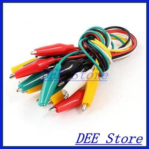 10 Pcs 12" Multimeter Power Supply Alligator Clip Test Lead Cable Multicolor