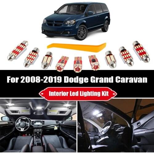 14 Bulbs For 2008-2016 2017 2018 2019 Dodge Grand Caravan White Interior Canbus LED Car Light Kit Trunk Reading License Lamp