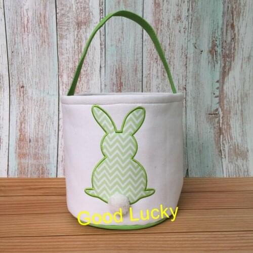 200pcs/lot Wholesale 2019 hot sale easter bunny bucket high quality chevron easter basket cheap easter tote bag