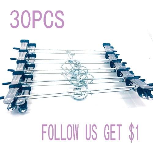 30PCS stainless steel Clip Hangers Trouser Skirt Coat Pants Bulk Clothes Coathangers