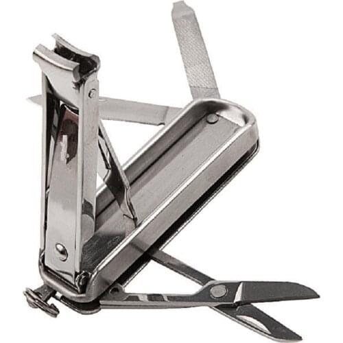 4 In 1 Folding Nail Clipper Scissors Knife With Key Manicure Nail Cutter Multi-functional Stainless Steel Nail Nippers Toenail