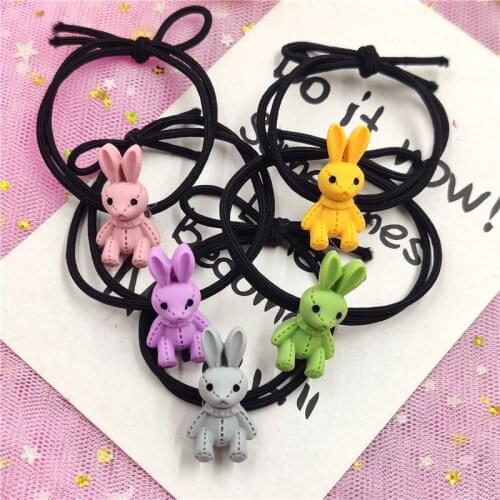 5PCS Lovely Rabbits Elastic Hair Bands Toys For Girls Handmade Bow Headband Scrunchy Kids Hair Accessories For Womens