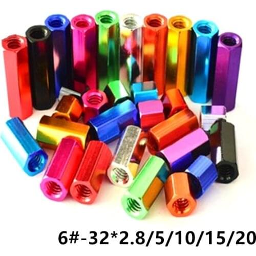 6#-32 Color Aluminum Alloy Hexagon Studs Spacing Screws For Electric RC Toy Car Model
