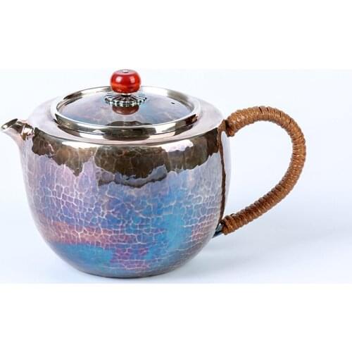 Ag999 Sterling Silver Teapot Handmade From a Whole Silver Plate Tea Coffee Pots Kitchen Utensils Tableware