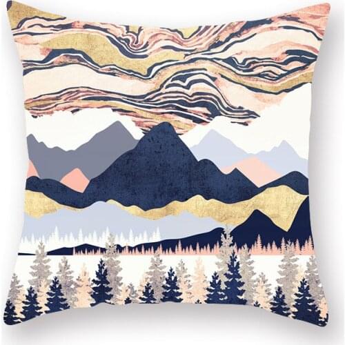 Watercolor Retro Japanese Landscape Landscape Crane Painting Series Home Decoration Polyester Pillowcase