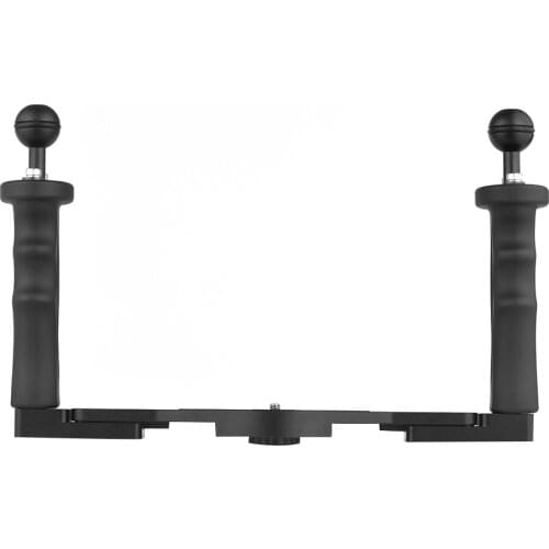 Aluminum Alloy Diving Handle Tray Bracket Dual Handheld Hand Grip Video Stabilizer Portable Balancer Holder with Ball Adapter