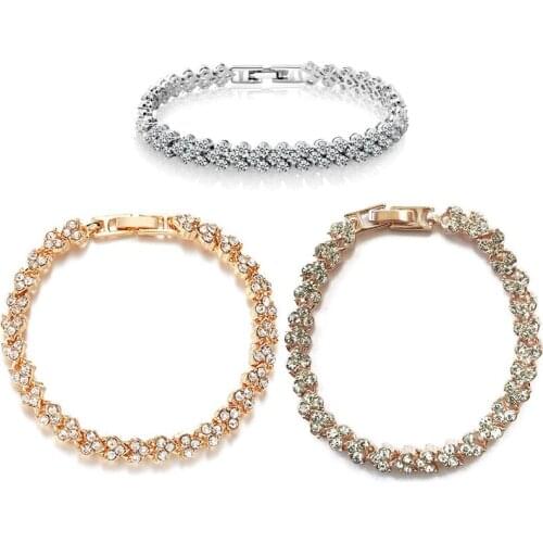 Exquisite Fashion Bracelet Roman Zircon Bracelet Rose Gold With Crystal Bangle Shines Delicate Feminine Jewelry