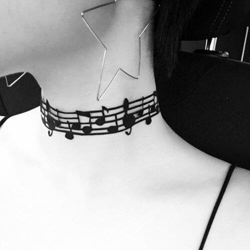 Music Note Choker Adjustable Fashion Lace Collar Choker Gothic Choker Necklace Tattoo Black Lace Choker Women Girls Jewelry
