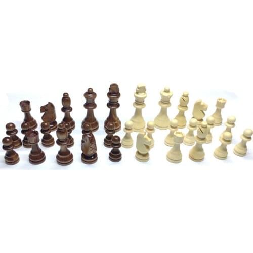 32pcs Wooden Carved Chess Pieces Portable Hand Crafted Set 65mm King Size Toys Chess Game For Birthdays And Christmas